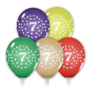 Balóny 30 cm s číslom 7 - 5 ks