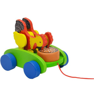 Drevené auto sliepky - hračka na ťahanie