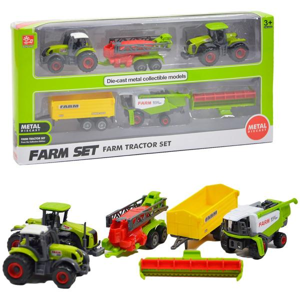 Farmársky set - traktory s vlečkami a kombajnom