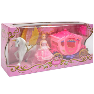 Ružový koč pre bábiky s koníkom so svetlom a zvukom