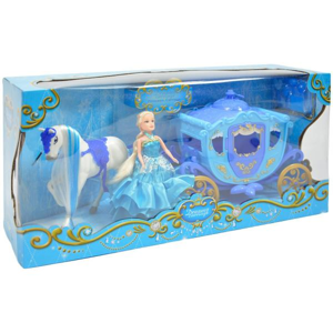 Modrý koč pre bábiky s koníkom so svetlom a zvukom