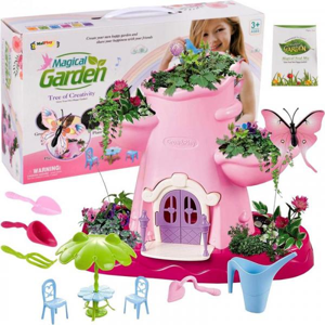Rozprávkový záhradný domček s rastlinami
