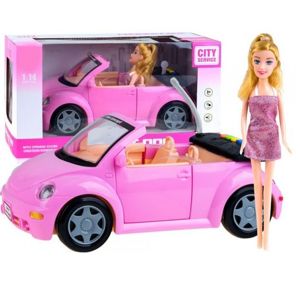 Ružový kabriolet Garbusek s bábikou