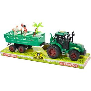 Traktor s vlečkou a farmármi