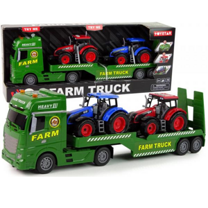 Zelený kamión Farm s traktormi